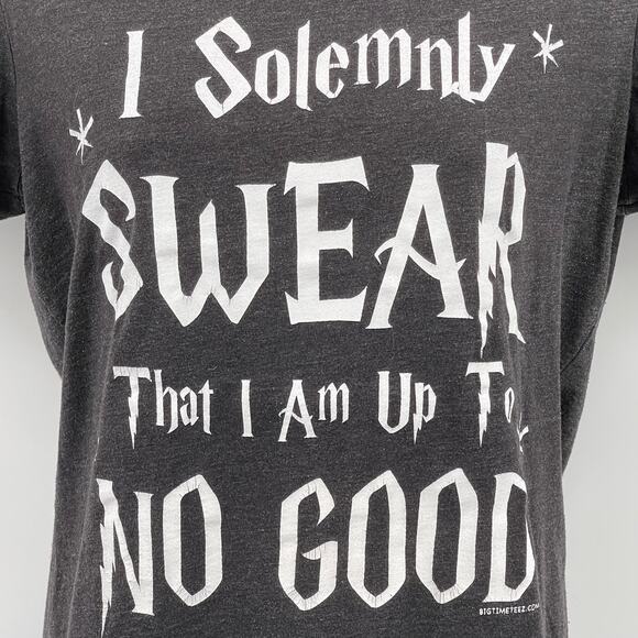 I Solemnly Swear That I Am Up To No Good T Shirt Slim Fit Crewneck Juniors Sz M - Picture 3 of 6